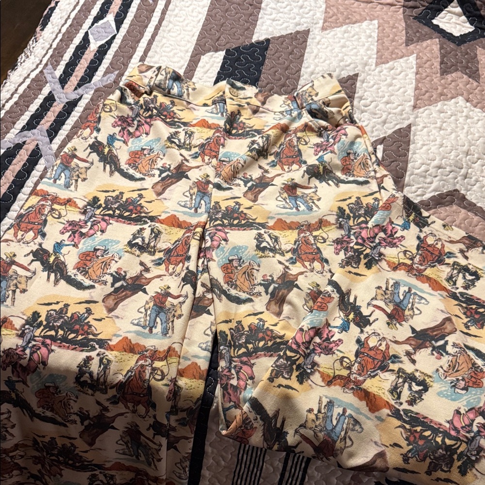 Cowboy Print Flare Pants